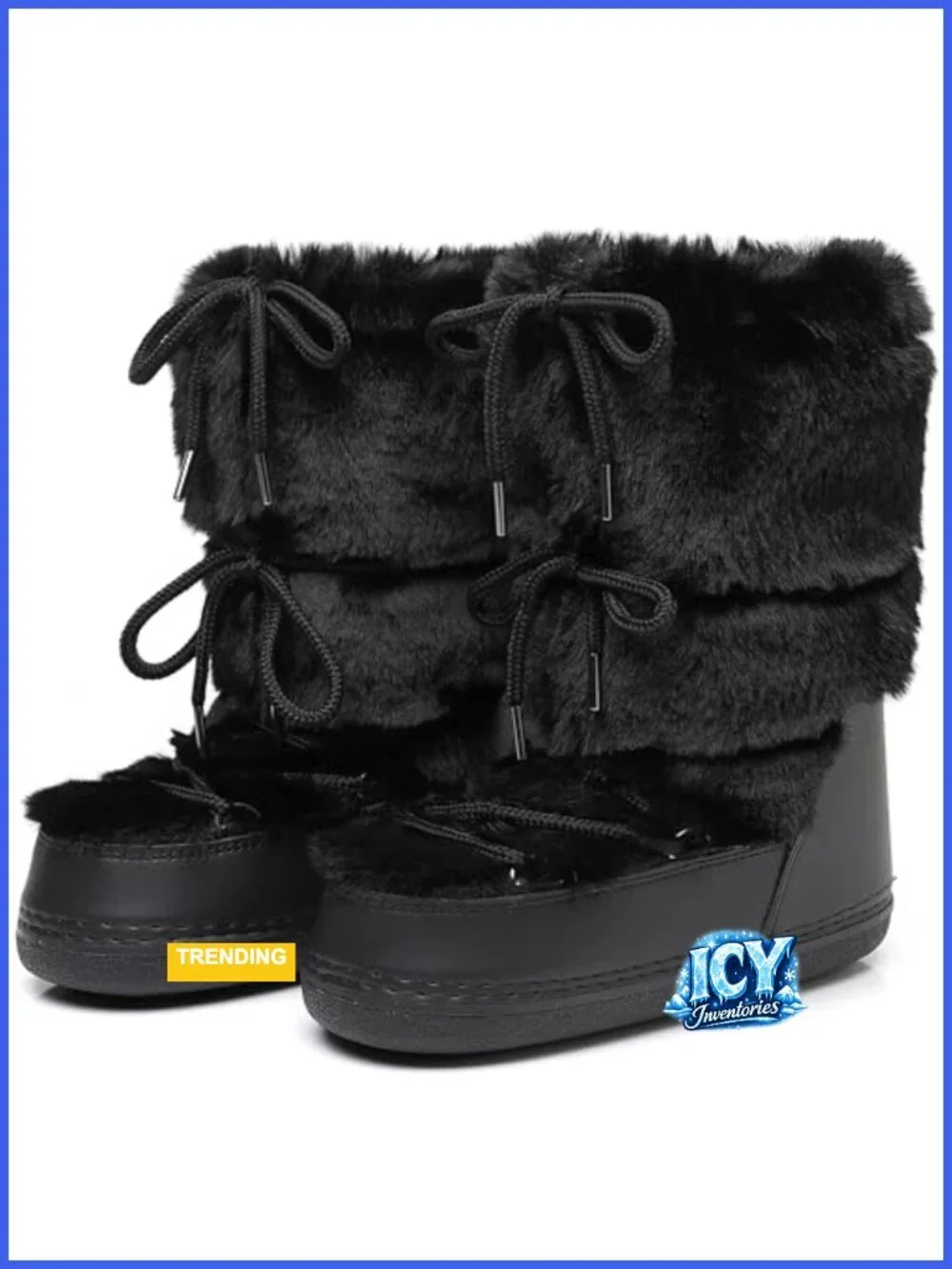 Women's Faux Fur Snow Boots - Water Resistant Anti-Slip Mid-Calf Lace-Up Winter